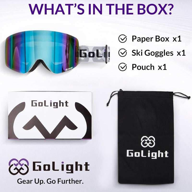 Golight XL Frameless Ski Goggles – OTG Snowboard Goggles with Anti-Fog Lens, UV400 REVO Mirror Protection for Men & Women - Image 3